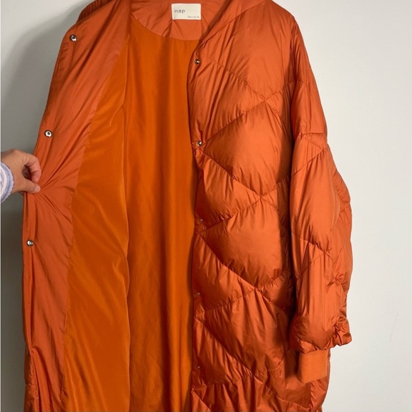 Nap Loungewear Ultra Light Down Coat in Orange Size XL - Picture 3 of 8
